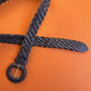 1980s Navy Braided Leather Belt (XL/XXL)
