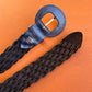 1980s Navy Braided Leather Belt (XL/XXL)
