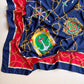 1980s Navy and Red Sailing Motifs Scarf