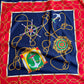 1980s Navy and Red Sailing Motifs Scarf