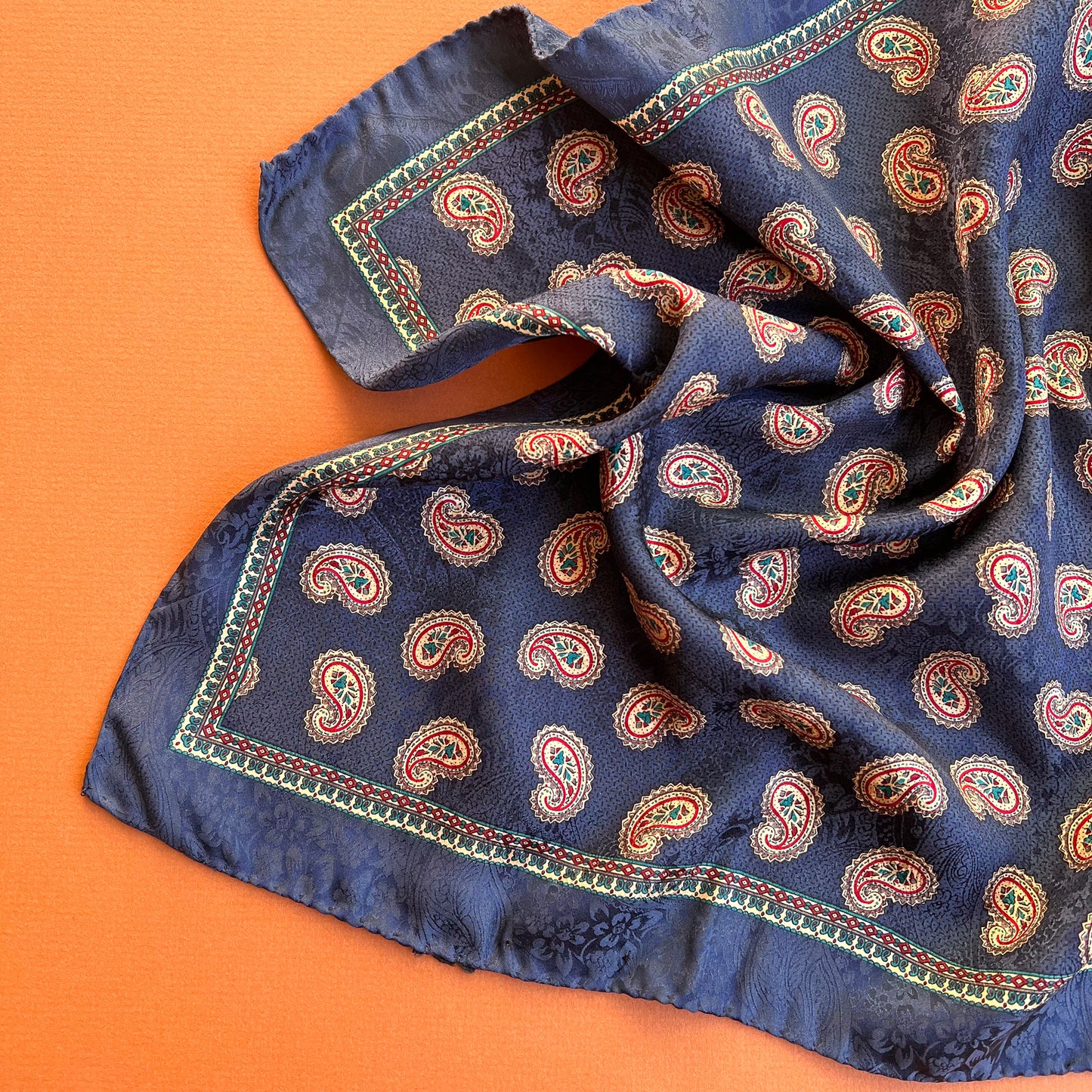 1980s Nordstrom Navy Paisley Scarf