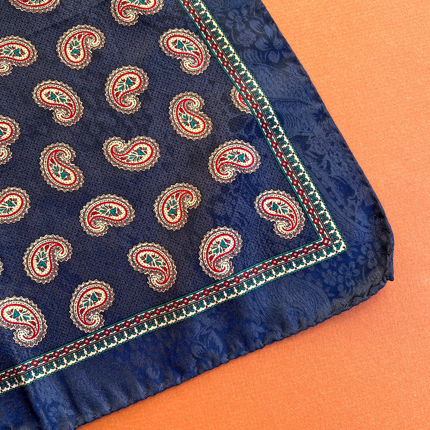 1980s Nordstrom Navy Paisley Scarf