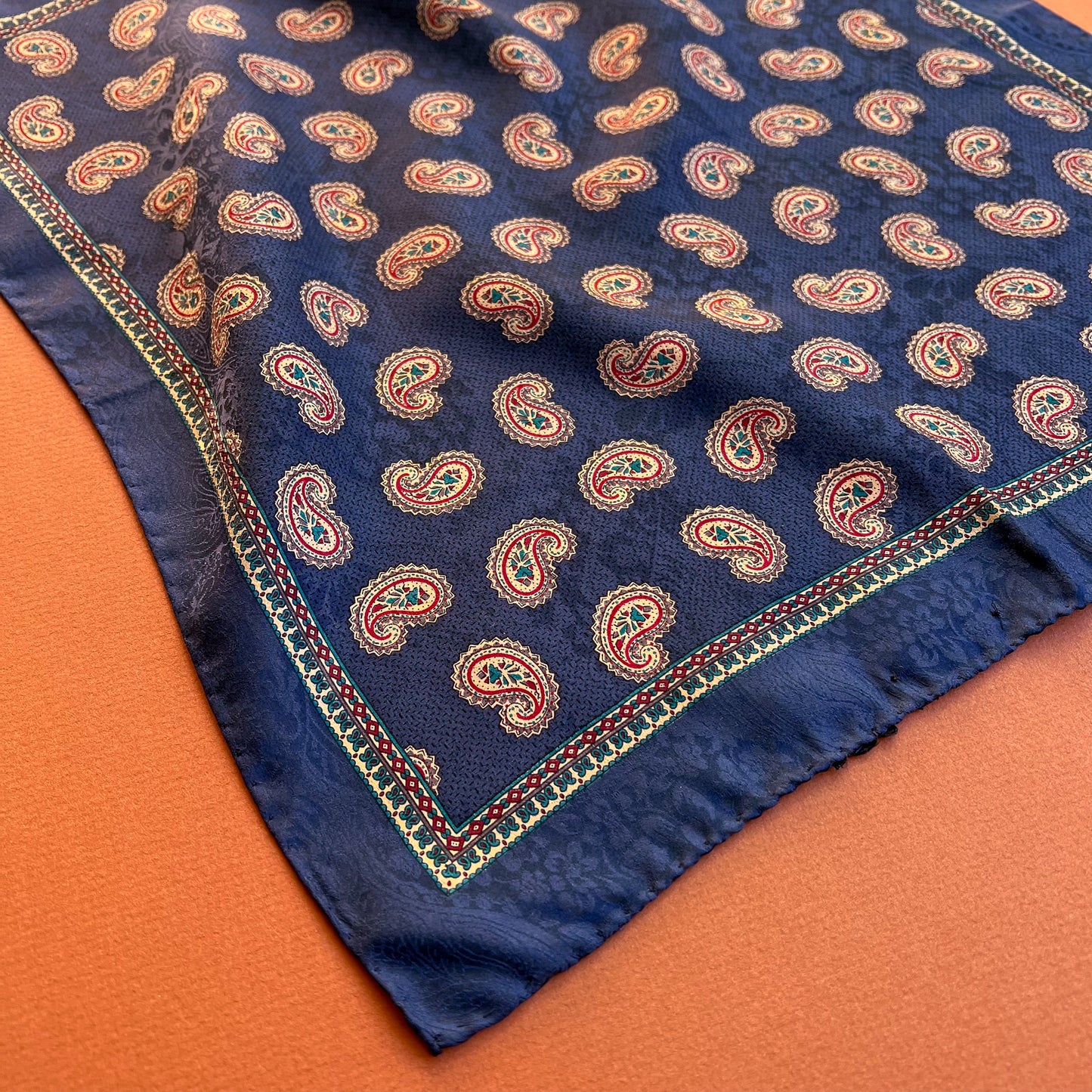1980s Nordstrom Navy Paisley Scarf