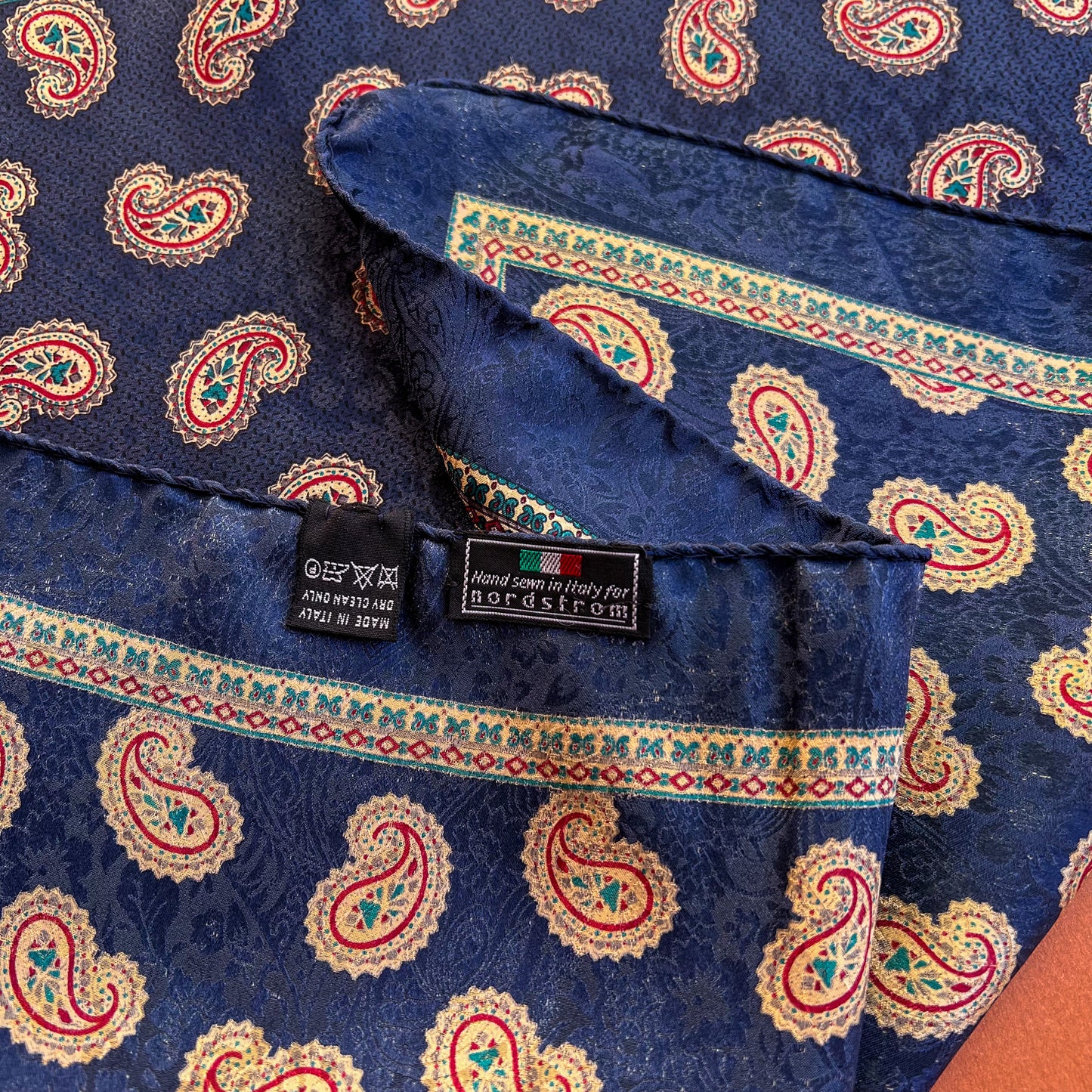 1980s Nordstrom Navy Paisley Scarf