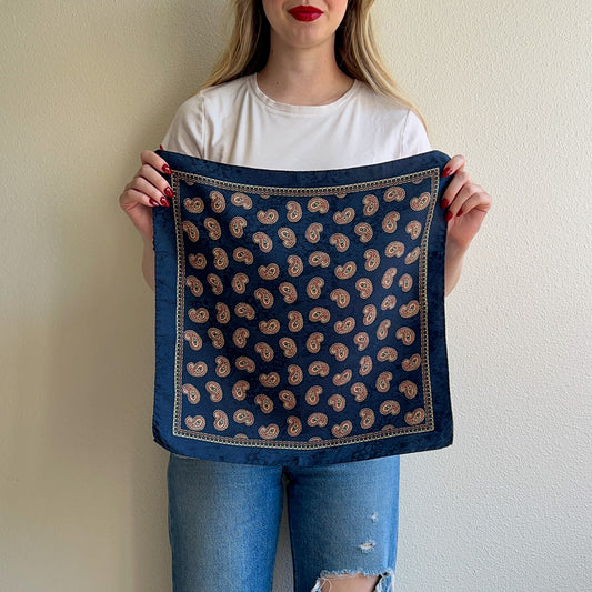 1980s Nordstrom Navy Paisley Scarf