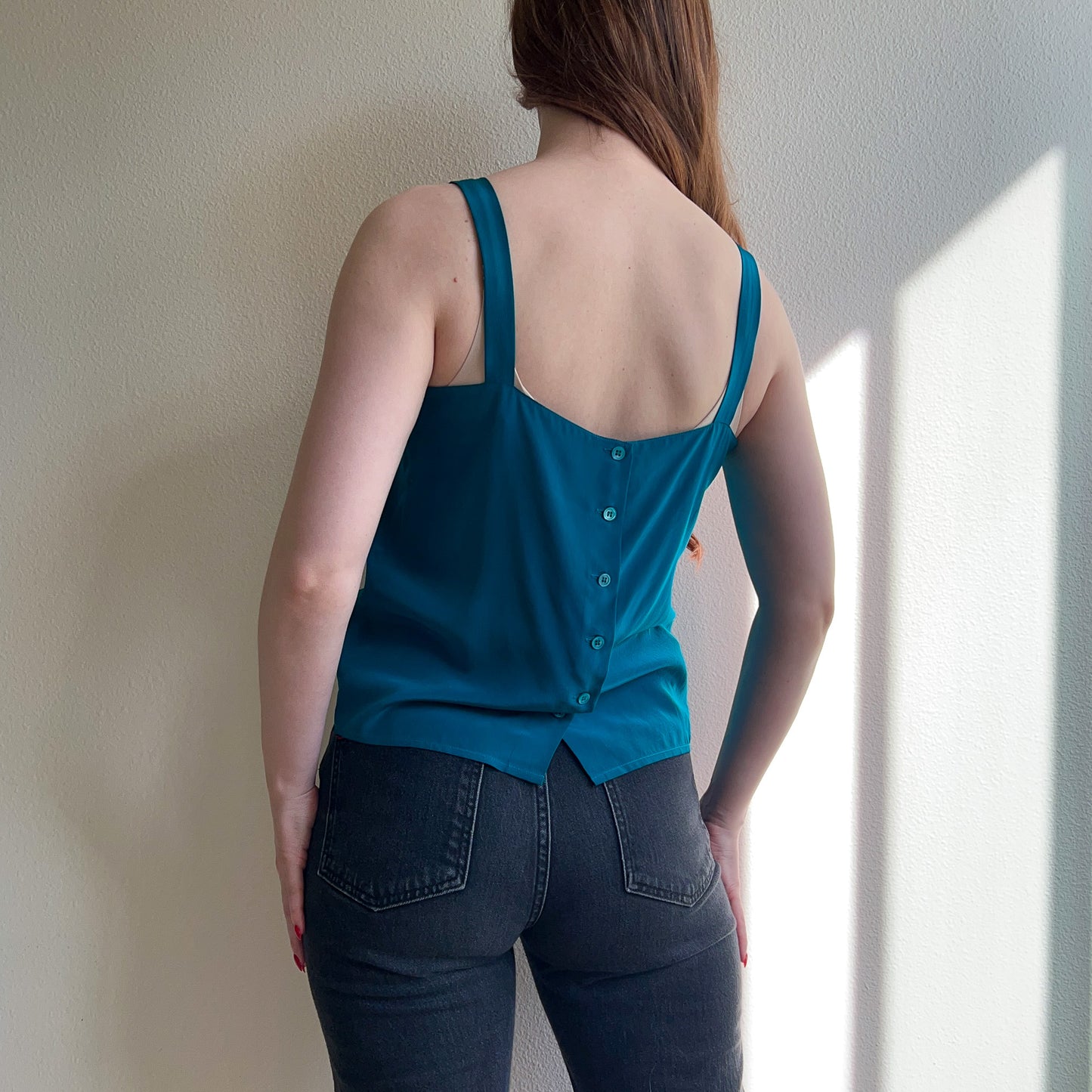 1980s Nordstrom Teal Silk Cami (M)