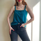1980s Nordstrom Teal Silk Cami (M)