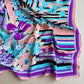 1980s Pastel Florals and Stripes Silk Scarf