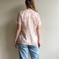 1980s Pink Silk Jacquard Short Sleeve Blouse (S/M)
