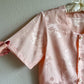 1980s Pink Silk Jacquard Short Sleeve Blouse (S/M)