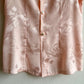 1980s Pink Silk Jacquard Short Sleeve Blouse (S/M)