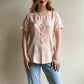 1980s Pink Silk Jacquard Short Sleeve Blouse (S/M)