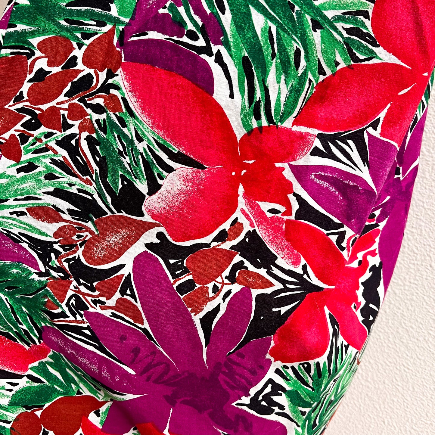 Gorgeous 1980s Purple and Green Print Summer Dress (L)