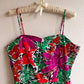Gorgeous 1980s Purple and Green Print Summer Dress (L)