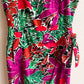 Gorgeous 1980s Purple and Green Print Summer Dress (L)