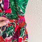 Gorgeous 1980s Purple and Green Print Summer Dress (L)