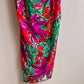 Gorgeous 1980s Purple and Green Print Summer Dress (L)