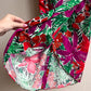Gorgeous 1980s Purple and Green Print Summer Dress (L)