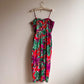 Gorgeous 1980s Purple and Green Print Summer Dress (L)