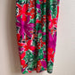Gorgeous 1980s Purple and Green Print Summer Dress (L)