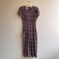 1980s Purple Floral Print Dress With Pockets (S/M)