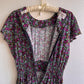 1980s Purple Floral Print Dress With Pockets (S/M)