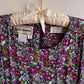 1980s Purple Floral Print Dress With Pockets (S/M)