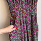 1980s Purple Floral Print Dress With Pockets (S/M)