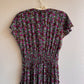 1980s Purple Floral Print Dress With Pockets (S/M)
