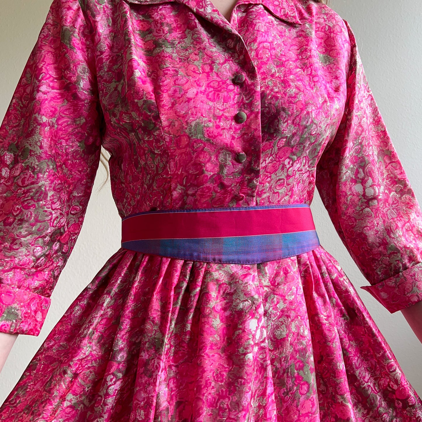 1980s Purple and Pink Silk Tie Belt (OSFM)