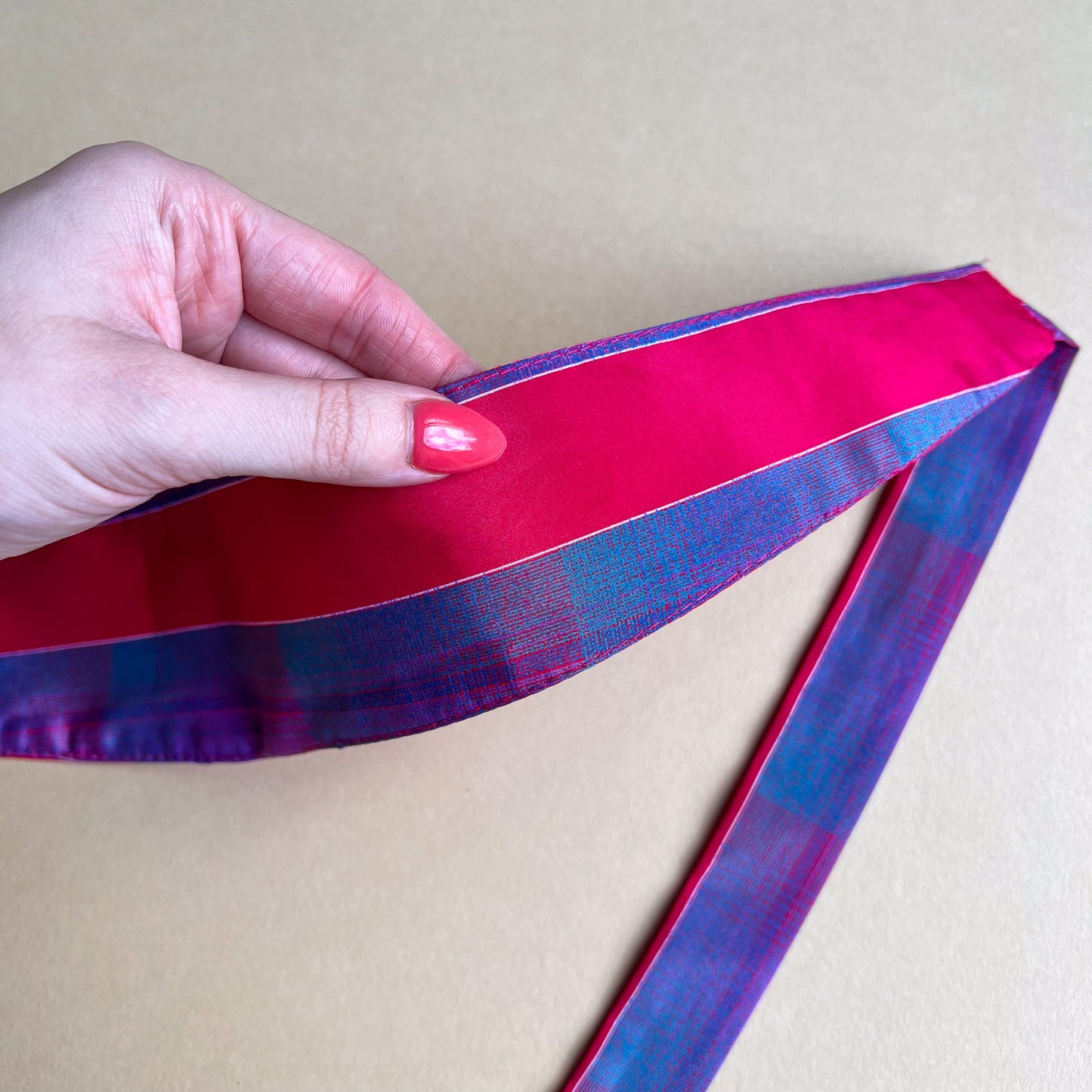 1980s Purple and Pink Silk Tie Belt (OSFM)