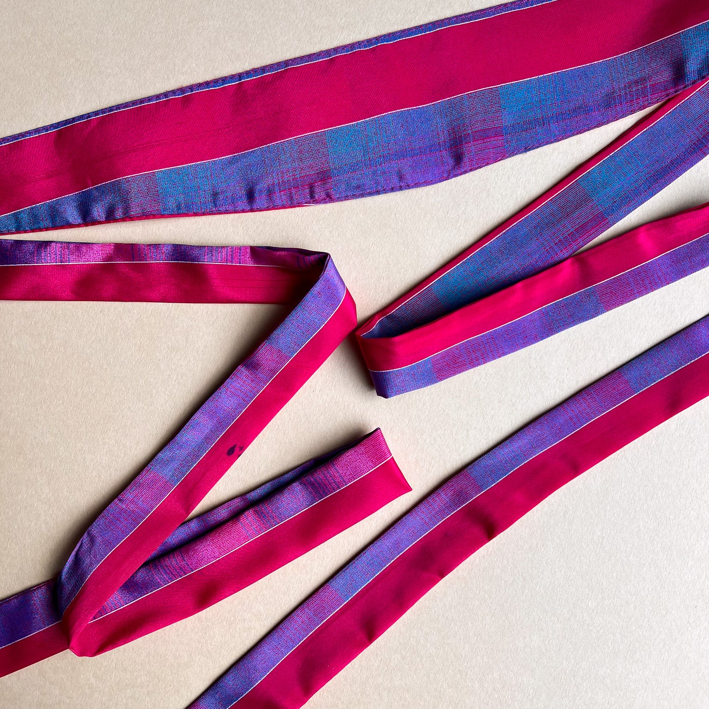 1980s Purple and Pink Silk Tie Belt (OSFM)