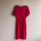 1980s Raspberry Floral Silk Jacquard Dress (S/M)