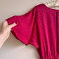 1980s Raspberry Floral Silk Jacquard Dress (S/M)