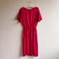 1980s Raspberry Floral Silk Jacquard Dress (S/M)
