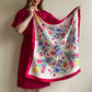 1980s Red and Blue Floral Print Silk Scarf