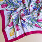 1980s Red and Blue Floral Print Silk Scarf