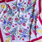 1980s Red and Blue Floral Print Silk Scarf