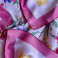 1980s Red and Blue Floral Print Silk Scarf