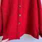 1980s Red Boucle Cardigan With Flower Brooch (M/L)