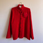 1980s Red Boucle Cardigan With Flower Brooch (M/L)