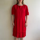 1980s Bright Red Dress With Pleated Flounce Hemline (L)
