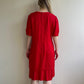 1980s Bright Red Dress With Pleated Flounce Hemline (L)