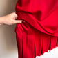 1980s Bright Red Dress With Pleated Flounce Hemline (L)