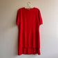 1980s Bright Red Dress With Pleated Flounce Hemline (L)