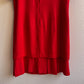 1980s Bright Red Dress With Pleated Flounce Hemline (L)