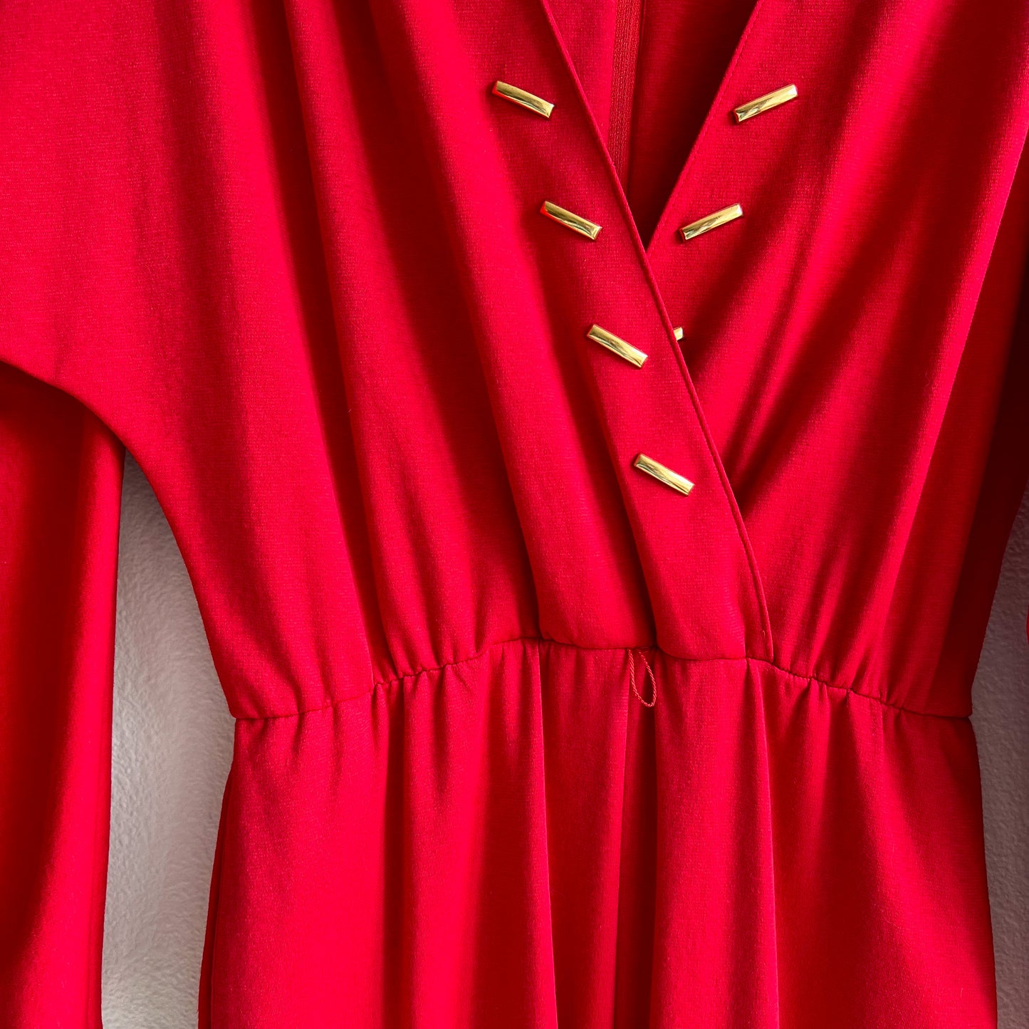 1980s Bright Red and Gold Belted Jumpsuit (M/L)