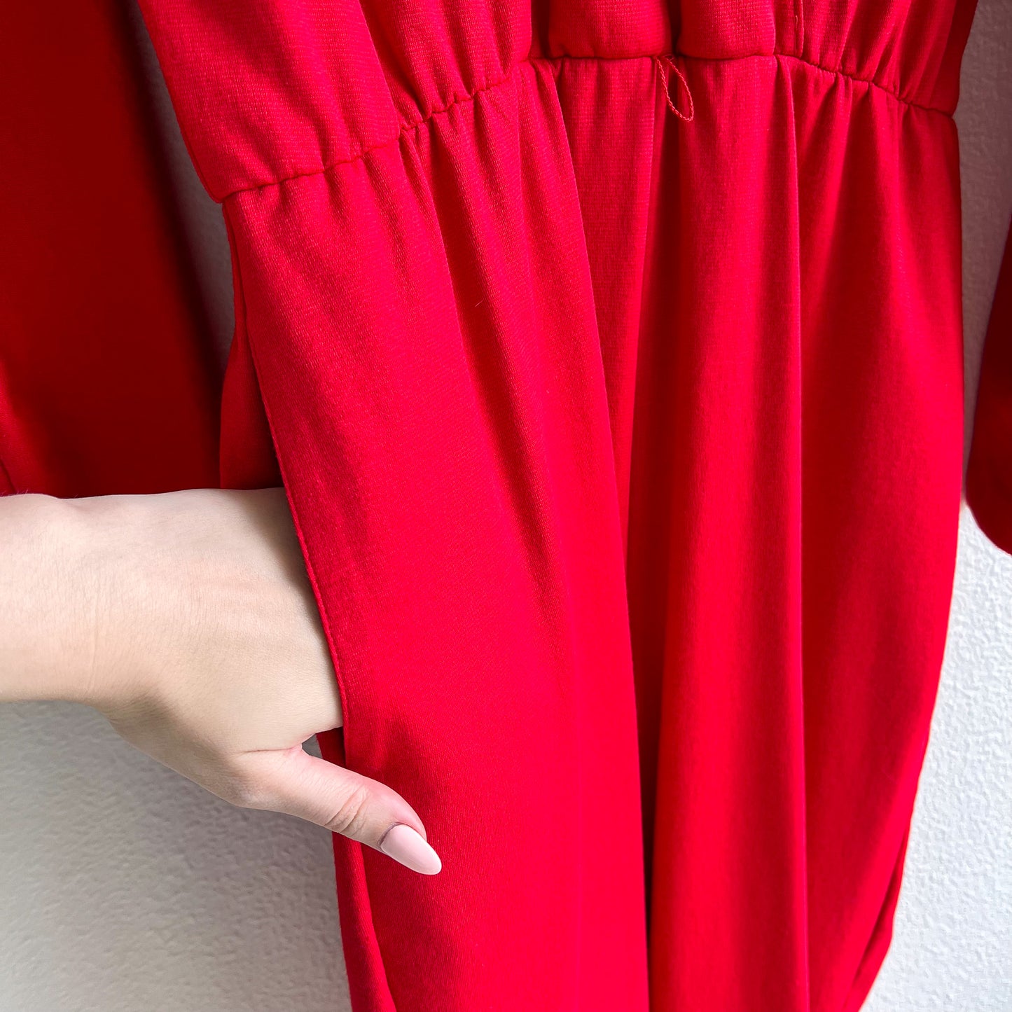 1980s Bright Red and Gold Belted Jumpsuit (M/L)