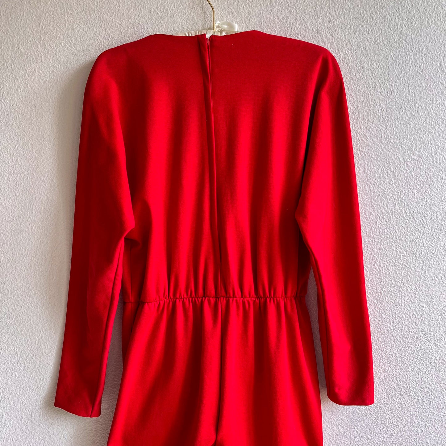 1980s Bright Red and Gold Belted Jumpsuit (M/L)