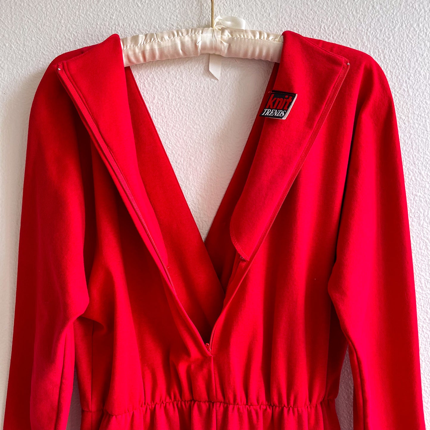 1980s Bright Red and Gold Belted Jumpsuit (M/L)